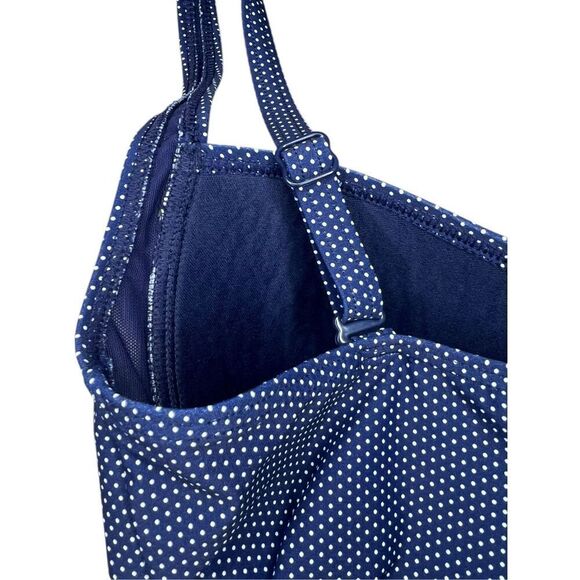 Nip Tuck Women’s 6 One Piece Polka Dot Swimsuit Navy Multi Fit Cup - Picture 4 of 6